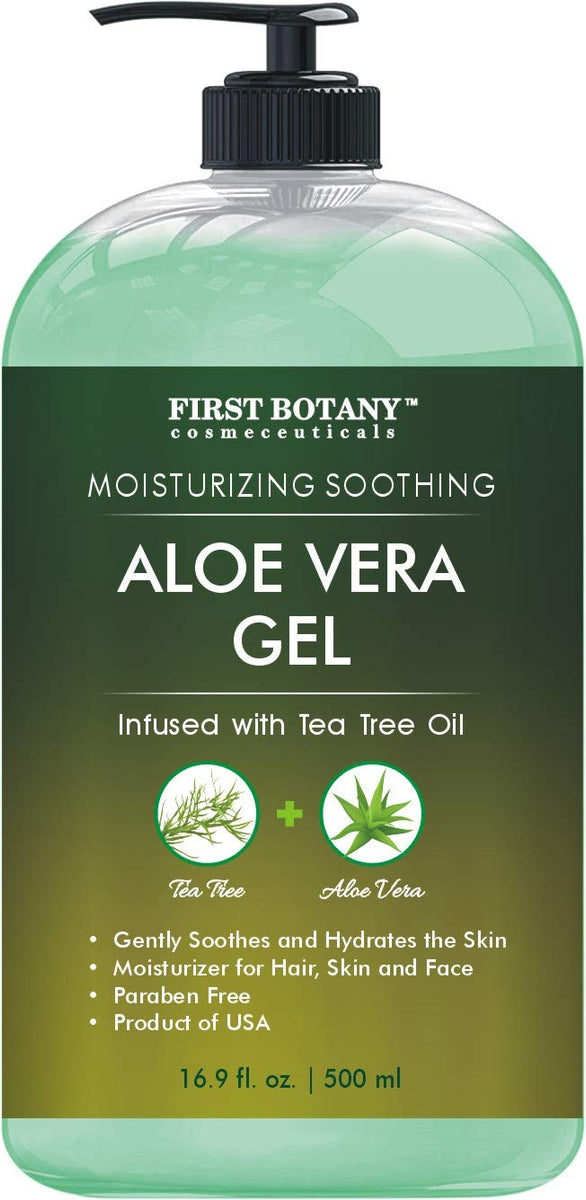 Aloe vera gel from 100 percent Pure Aloe Infused with Tea Tree Oil