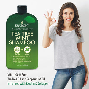 Tea Tree Oil Shampoo 16 fl oz - Anti Dandruff Shampoo Natural Essential Oil For Dry Itchy & Flaky Scalp - Sulfate Free, Anti-fungal, Anti-Bacterial Cleanser - Prevents Head Lice & Thinning