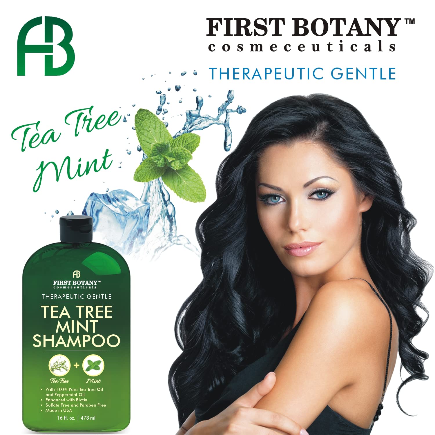 Tea Tree Oil Shampoo 16 fl oz - Anti Dandruff Shampoo Natural Essential Oil For Dry Itchy & Flaky Scalp - Sulfate Free, Anti-fungal, Anti-Bacterial Cleanser - Prevents Head Lice & Thinning