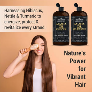 Batana Oil Shampoo and Conditioner - Fights Hair Loss, Promotes Hair Growth, Fights Dandruff, Lice & Itchy Scalp - for Men and Women Sulfate Free - 16 fl oz x 2
