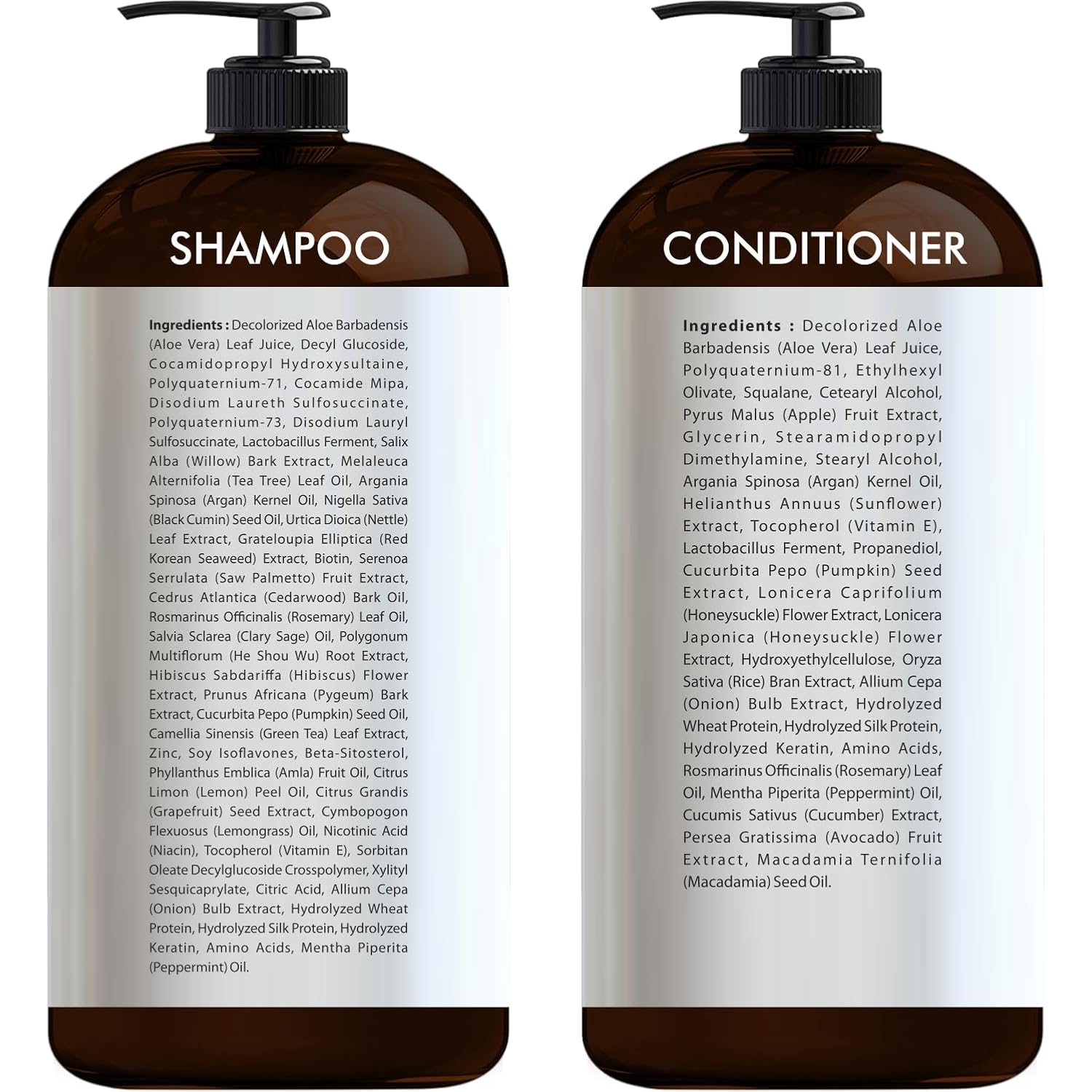 Onion & Amino Acid Shampoo and Conditioner Set – Hair Growth & Strengthening Formula with Biotin, Keratin & Argan Oil – Sulfate-Free, Made in USA - 16 fl oz x 2