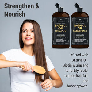 Batana Oil Shampoo and Conditioner - Fights Hair Loss, Promotes Hair Growth, Fights Dandruff, Lice & Itchy Scalp - for Men and Women Sulfate Free - 16 fl oz x 2