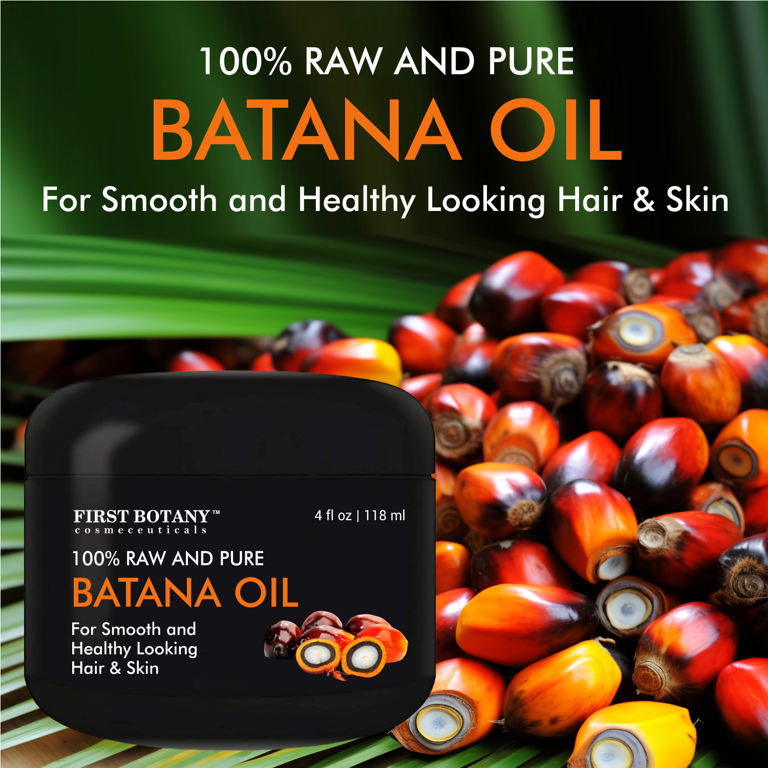 100% Natural Raw Batana Oil promoting Hair Growth, Dr. Sebi Hair Oil from Honduras, Prevent Hair Loss, Eliminates Split Ends for Men & Women 4 fl oz