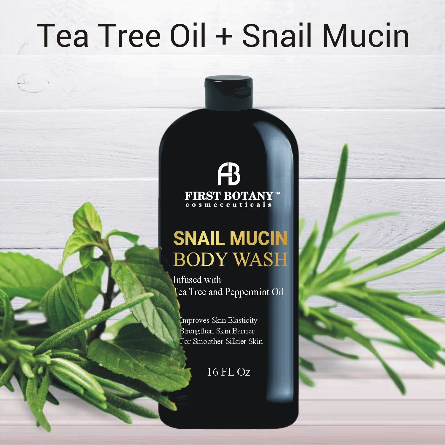 Tea Tree Snail Mucin Body Wash - Fights Body Odor, Athlete's Foot, Jock Itch, Nail Issues, Dandruff, Acne, Eczema, Shower Gel for Women & Men, Skin Cleanser -16 fl oz