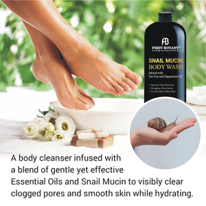 Tea Tree Snail Mucin Body Wash - Fights Body Odor, Athlete's Foot, Jock Itch, Nail Issues, Dandruff, Acne, Eczema, Shower Gel for Women & Men, Skin Cleanser -16 fl oz