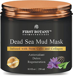 100% Natural Mineral-Infused Dead Sea Mud Mask 8.8 oz with Stem Cells for Facial Treatment, Skin Cleanser, Pore Reducer, Anti Aging Mask, Acne Treatment, Blackhead Remover, Cellulite Treatment & Natural Moisturizer