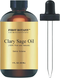 100% Clary Sage Pure Essential Oil - Premium Clary Sage Oil for Aromatherapy, Massage, Topical & Household Uses - 1 fl oz (Clary Sage)