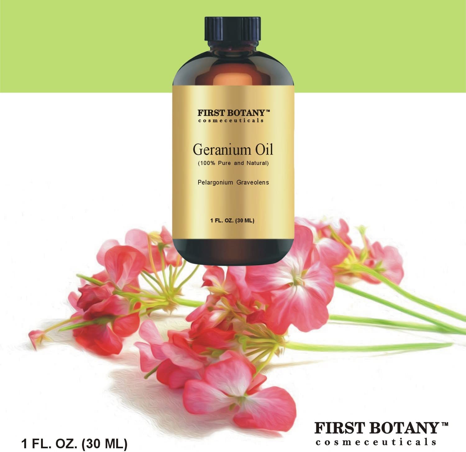 100% Pure Geranium Essential Oil - Premium Geranium Oil for Aromatherapy, Massage, Topical & Household Uses - 1 fl oz (Geranium)