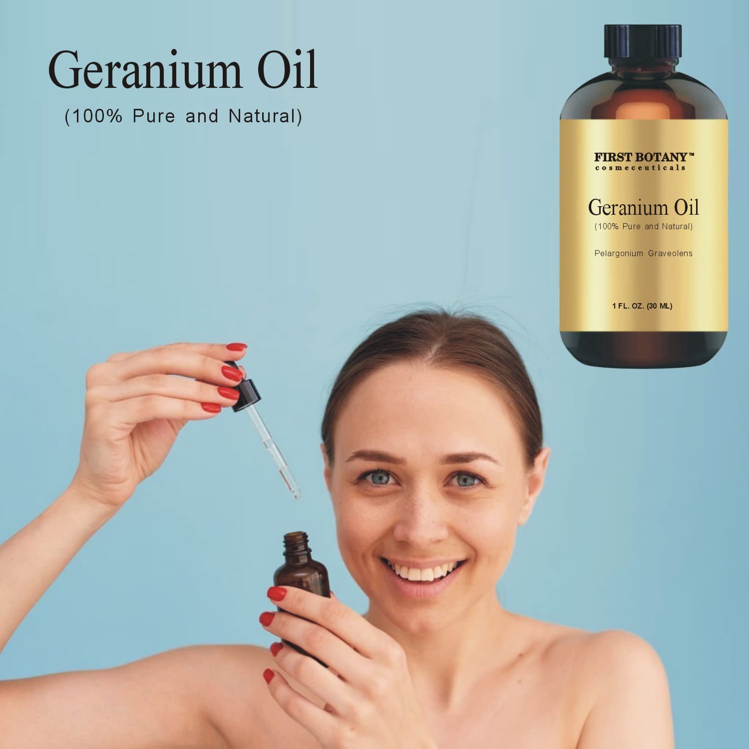 100% Pure Geranium Essential Oil - Premium Geranium Oil for Aromatherapy, Massage, Topical & Household Uses - 1 fl oz (Geranium)