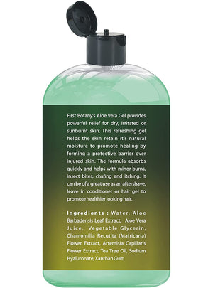 Aloe vera gel from 100 percent Pure Aloe Infused with Tea Tree Oil - Natural Raw Moisturizer for Hand Sanitizing Gel, Skin Care, Hair Care, Sunburn, Acne & Eczema -16.9 fl oz | 500 ml