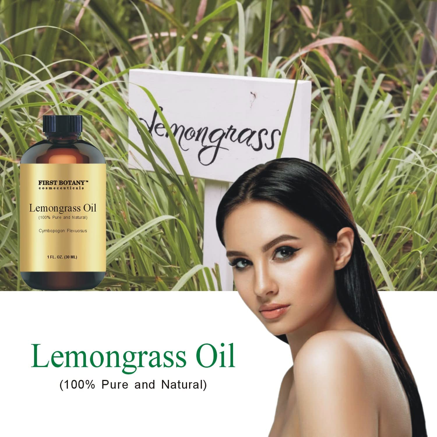 100% Pure Lemongrass Essential Oil - Premium Lemongrass Oil for Aromatherapy, Massage, Topical & Household Uses - 1 fl oz (Lemongrass)