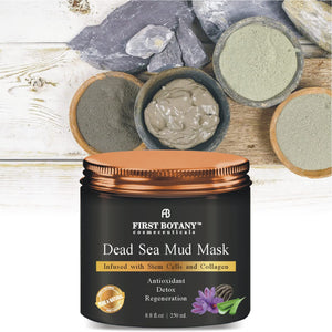 100% Natural Mineral-Infused Dead Sea Mud Mask 8.8 oz with Stem Cells for Facial Treatment, Skin Cleanser, Pore Reducer, Anti Aging Mask, Acne Treatment, Blackhead Remover, Cellulite Treatment & Natural Moisturizer