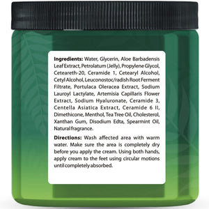 Athletes Foot Cream with Tea Tree Oil, Aloe & Spearmint - Hydrates, Softens & Conditions Dry Cracked Feet, Heel and Calluses- Helps Soothe Irritated Skin - 8 oz