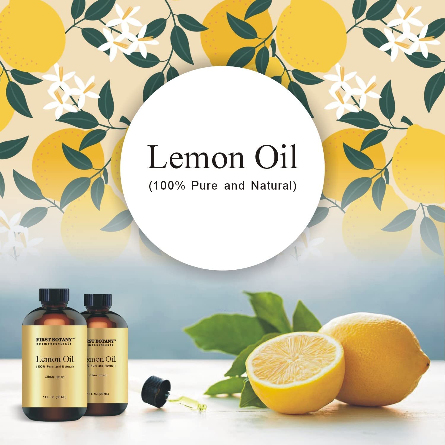100% Pure Lemon Oil - Premium Lemon Essential Oil for Aromatherapy