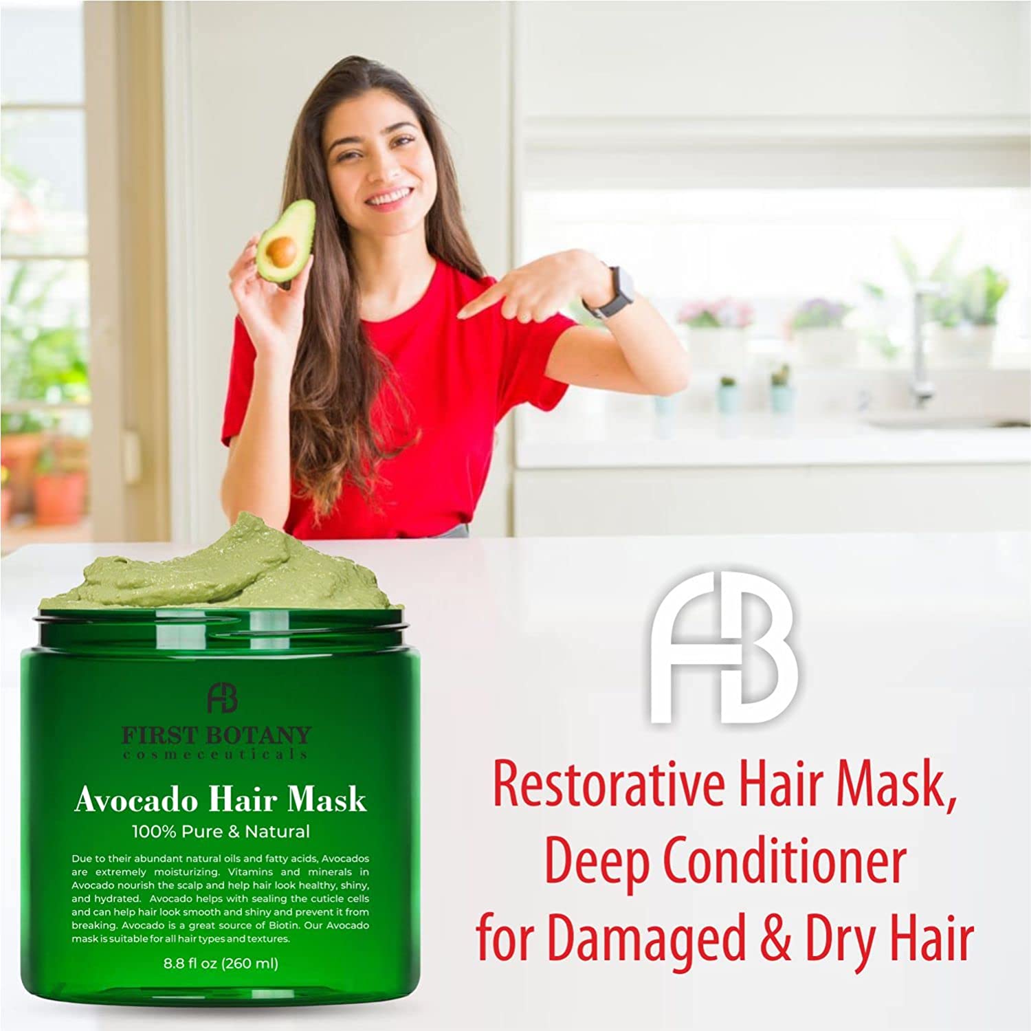 Avocado Shea Nourishing Hair Mask - Restorative Deep Conditioning Hair –  First Botany