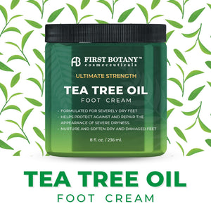 Athletes Foot Cream with Tea Tree Oil, Aloe & Spearmint - Hydrates, Softens & Conditions Dry Cracked Feet, Heel and Calluses- Helps Soothe Irritated Skin - 8 oz