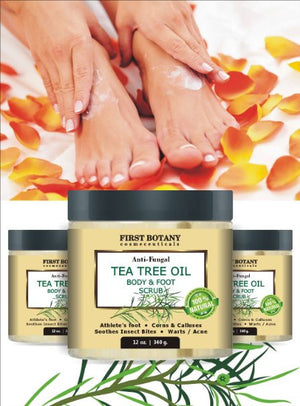 Tea Tree Oil Body & Foot Scrub 11 oz 100% Natural Anti Fungal