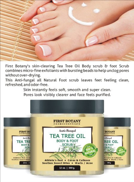 Tea Tree Oil Body & Foot Scrub 11 oz 100% Natural Anti Fungal