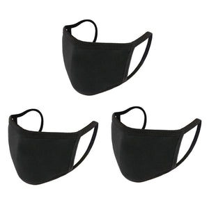 3 Pieces Protective Face Masks, Unisex Black Dust Cotton Mouth Masks, Washable, Reusable Masks Cover, Pack of 3