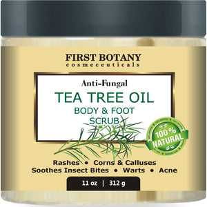 Tea Tree Oil Body & Foot Scrub 11 oz 100% Natural Anti Fungal