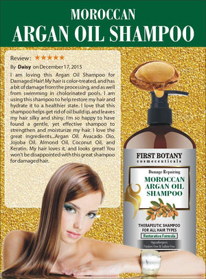 Moroccan Argan Oil Shampoo with Restorative Formula 16 fl. oz. Gentle & Sulfate Free for All Hair Types. Cleanses, Revives, Hydrates, Detangles Hair & Revitalizes the Scalp & Split-Ends