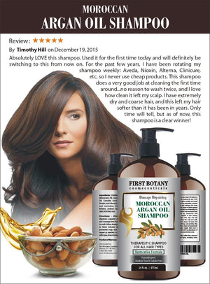 Moroccan Argan Oil Shampoo with Restorative Formula 16 fl. oz. Gentle & Sulfate Free for All Hair Types. Cleanses, Revives, Hydrates, Detangles Hair & Revitalizes the Scalp & Split-Ends
