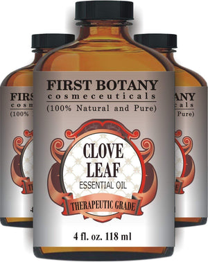 First Botany Cosmeceuticals Therapeutic Grade Clove Leaf Essential Oil with a Glass Dropper, 4 fl oz