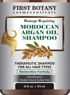 Moroccan Argan Oil Shampoo with Restorative Formula 16 fl. oz. Gentle & Sulfate Free for All Hair Types. Cleanses, Revives, Hydrates, Detangles Hair & Revitalizes the Scalp & Split-Ends