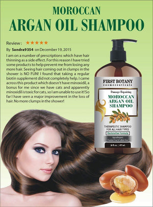Moroccan Argan Oil Shampoo with Restorative Formula 16 fl. oz. Gentle & Sulfate Free for All Hair Types. Cleanses, Revives, Hydrates, Detangles Hair & Revitalizes the Scalp & Split-Ends