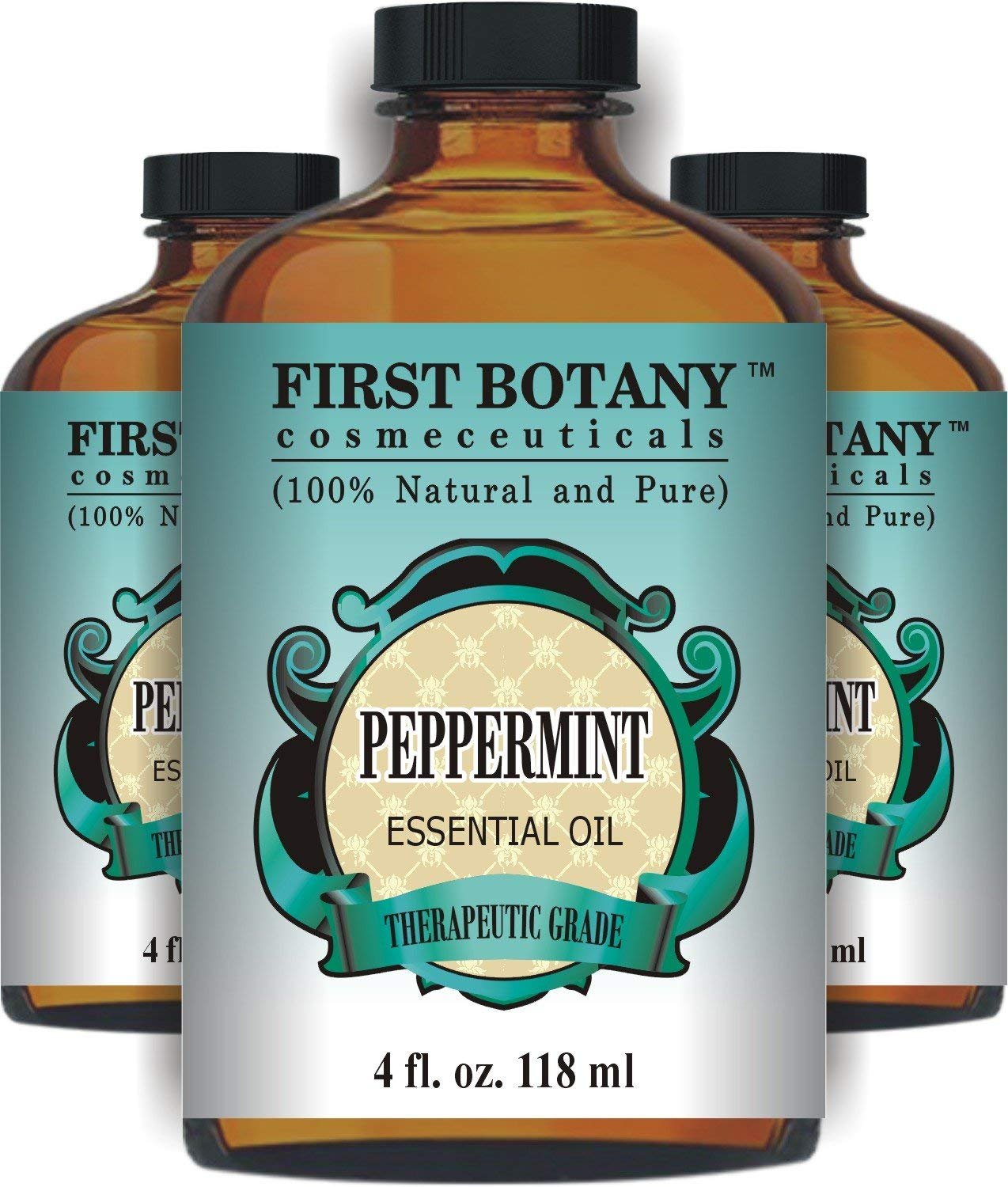 Peppermint Essential Oil 4 fl.oz - 100% Pure & Natural Mentha Piperita Therapeutic Grade Dropper Included- Peppermint Oil is Great for Aromatherapy, Bad Breath & Muscle Relief