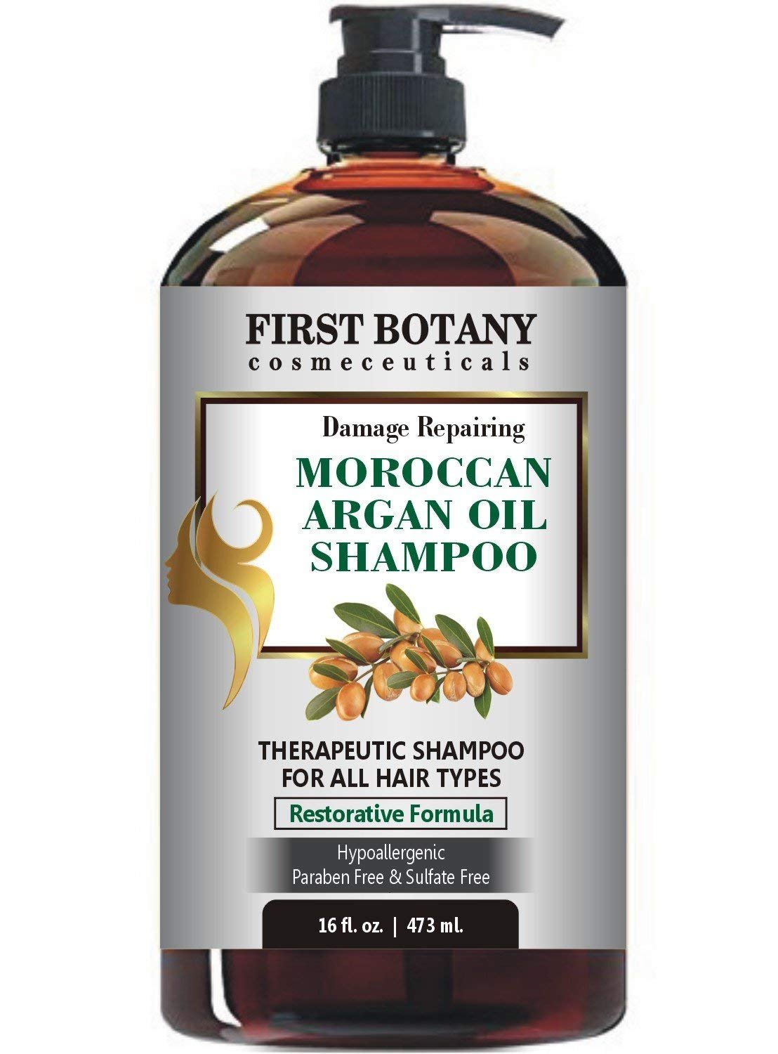 Moroccan Argan Oil Shampoo with Restorative Formula 16 fl. oz. Gentle & Sulfate Free for All Hair Types. Cleanses, Revives, Hydrates, Detangles Hair & Revitalizes the Scalp & Split-Ends