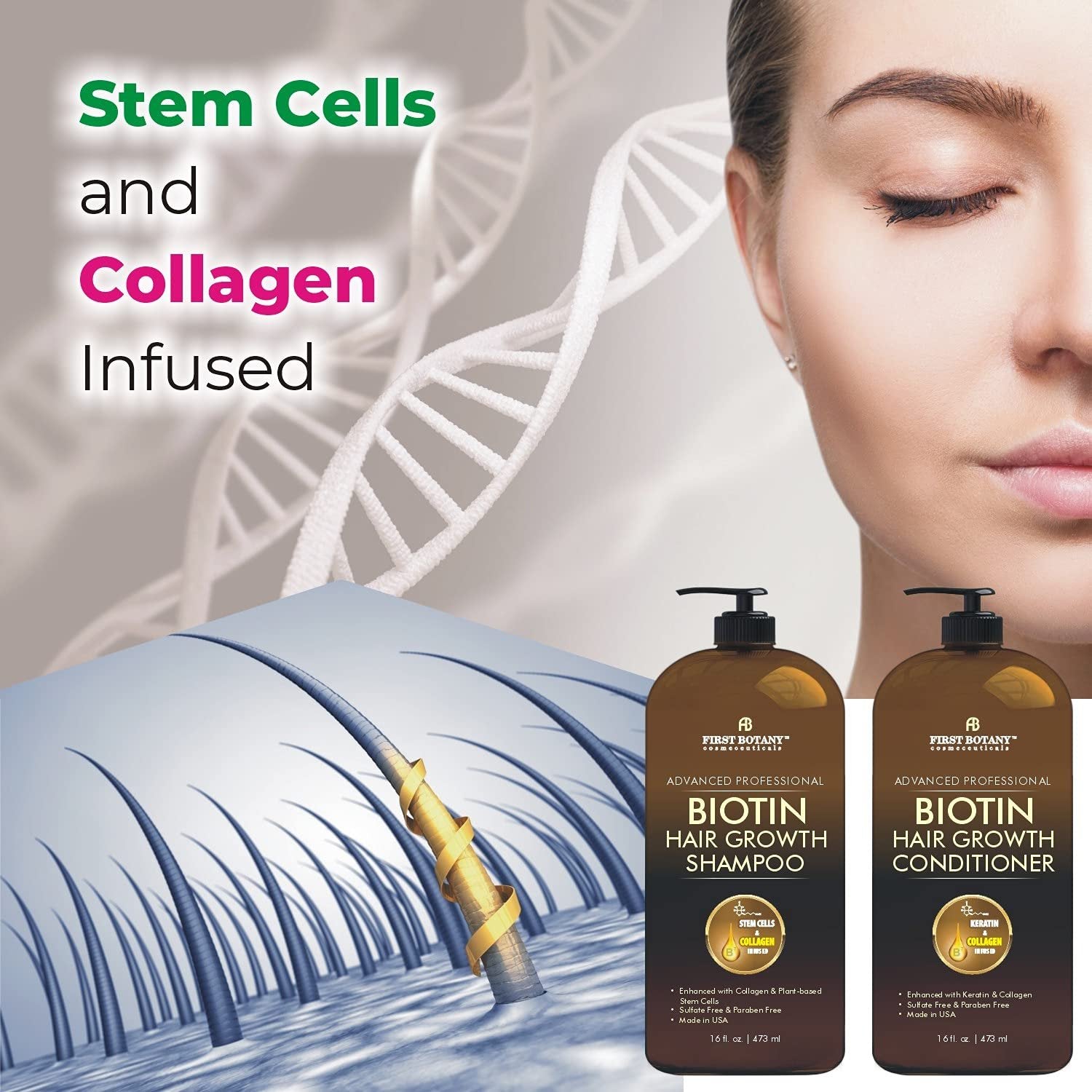Biotin Hair Growth Shampoo Conditioner - An Anti Hair Loss Set