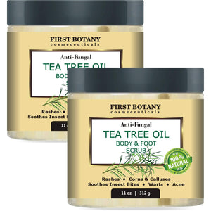 100% Natural Tea Tree Oil Body & Foot Scrub with Dead Sea Salt - Best for Acne, Dandruff and Warts, Helps with Corns, Calluses, Athlete foot, Jock Itch & Body Odor