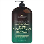 ALL Natural Tea Tree Body Wash - Fights Body Odor, Athlete’s Foot, Jock Itch, Nail Issues, Dandruff, Acne, Eczema, Yeast Infection, Shower Gel for Women/Men, Eucalyptus Aloe Skin Cleanser -16 fl oz